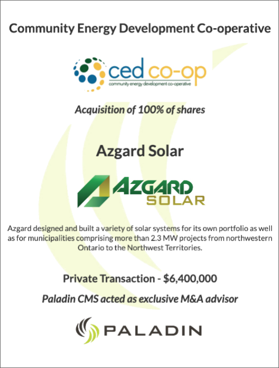 Paladin CMS exclusive M&A advisor to ARDG shareholders 